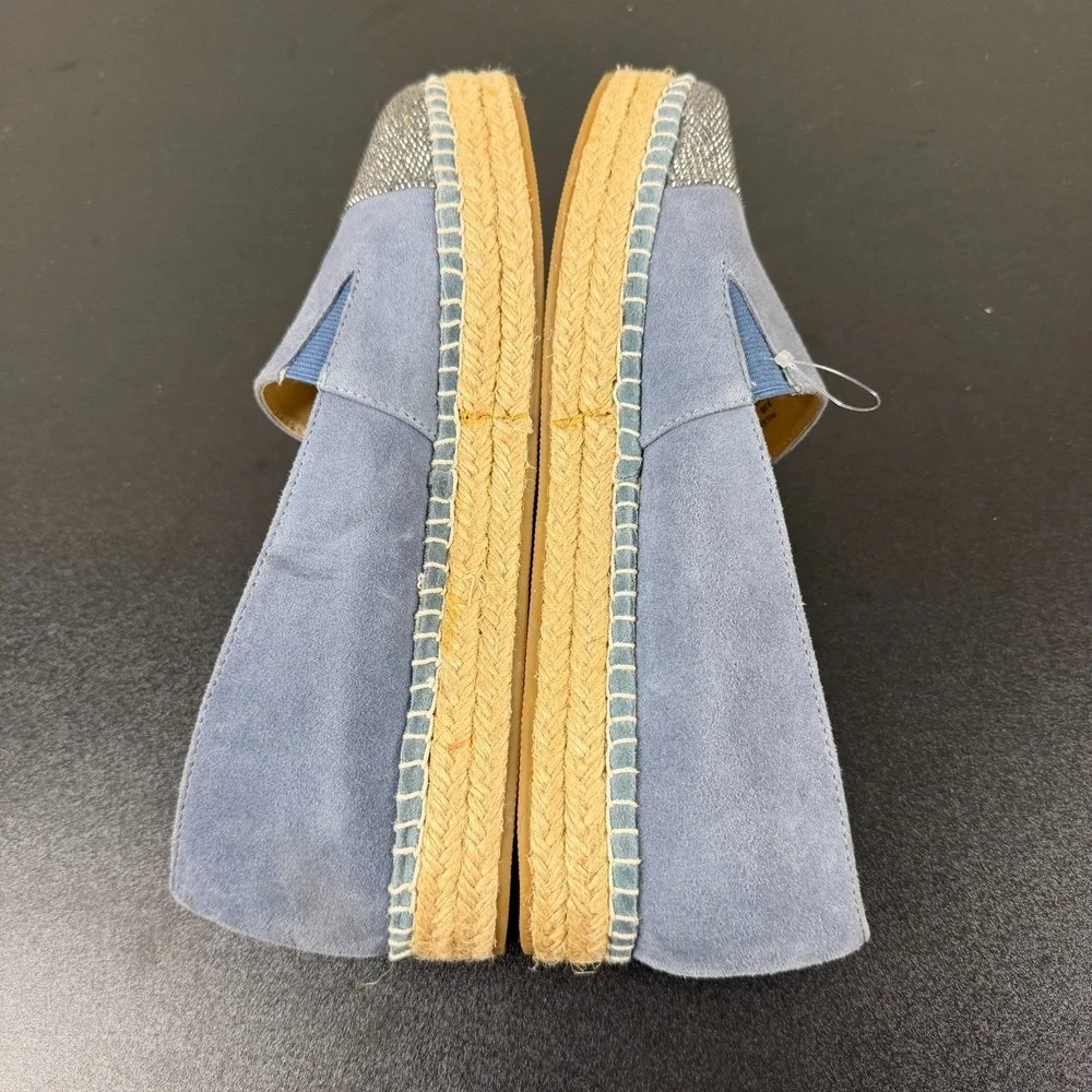 Steve Madden Pulse Espadrille Shoes Women's 8.5B Blue Rhinestone Slip On Casual